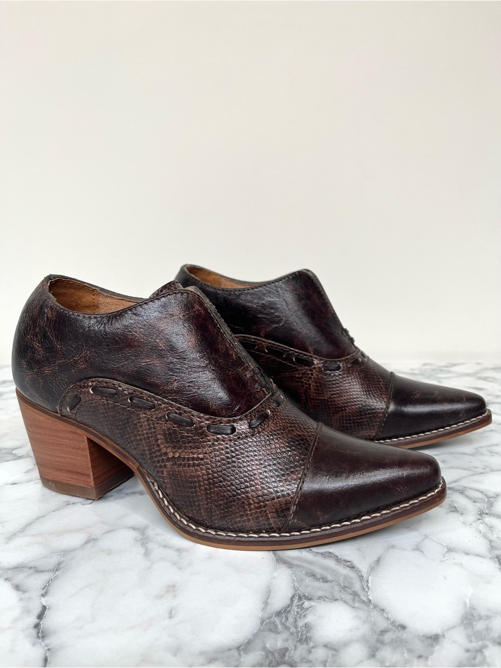 Nocona Ladies' Sherry Mocha Brown 5" Bootie Snip Toe Western Cowgirl Rodeo 6.5 B